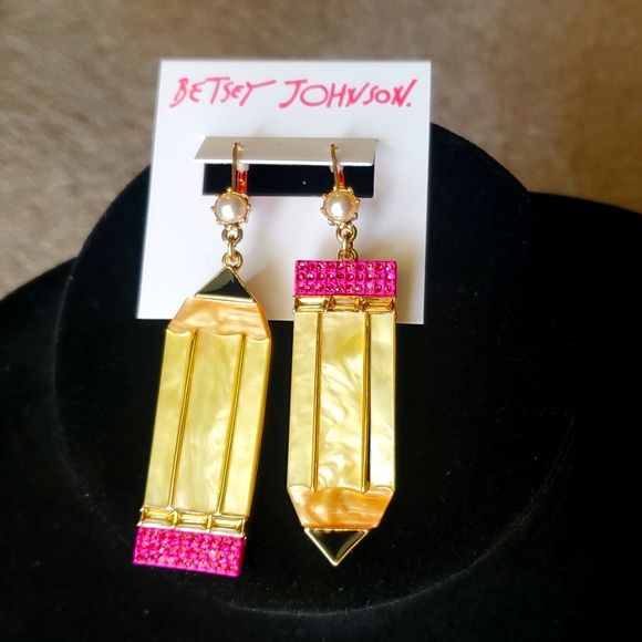 Betsey Johnson Pencil Drop Earrings - Picture 1 of 6